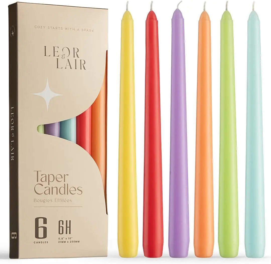 Leor & Lair Spring Taper Candles - 10" Decorative Spring Candle Sticks with 6 Hour Burn Time - Easter Candlesticks for Easter Decor, Summer, Wedding, Birthday Party & Celebrations