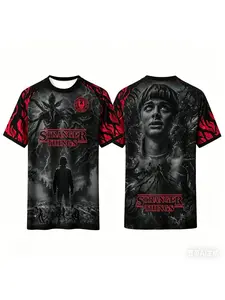 TV Drama 'Stranger Things' 3D Printed Quick Drying Men's T-shirt, Casual Short Sleeved Movie Character Sports Jersey Top