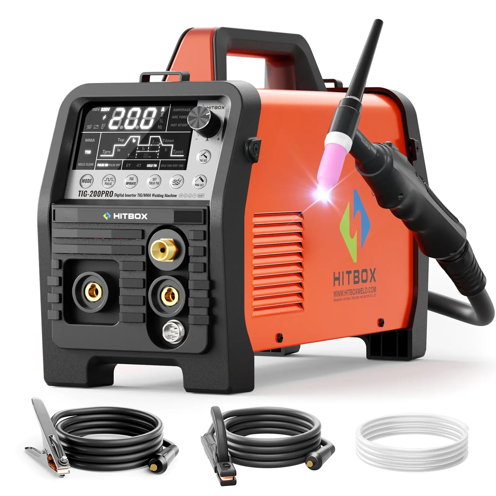 HITBOX TIG200PRO TIG Welder Pulse TIG/Cold TIG/MMA Welding Machine with Hot Start/Arc Force, Large LED Display