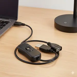 USB On/Off Switch Extension Cable, Universal Power Adapter for LED Light Strips & Portable Devices, Plug & Play Charging Cord for Desktop Accessories, Multi-Function Tool Power Control Cable