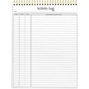 Activity Log Notepad, 8.5" x 11", Planning Note Pad, 50 Sheets, Double-Wire Spiral, Daily Time  Productivity Checklist Organizer,(1 Pack)