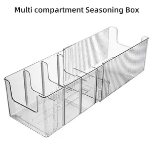 Adjustable Kitchen Spice Rack Storage Box with Extensible Shelves, Compact Plastic Design for Bottles, Glassware, Countertop Organization