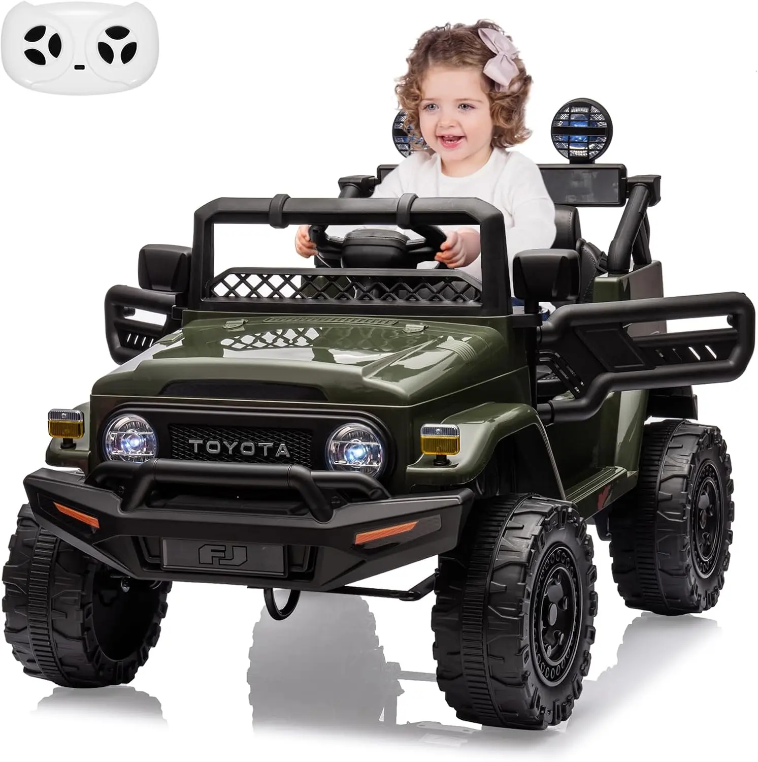 Ride On Car, 12V Electric Car for Kids, Kids Toys with Remote Control, Music, LED Headlights, Double Doors, Safety Belt, Ride On Toys for Boys Girls-03