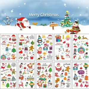 10 Fun Santa Temporary Tattoo Christmas stickers, Cute Elk Snowman Christmas fake tattoos, suitable for children men and women, bulk Christmas tattoos intensify decorations for rave parties