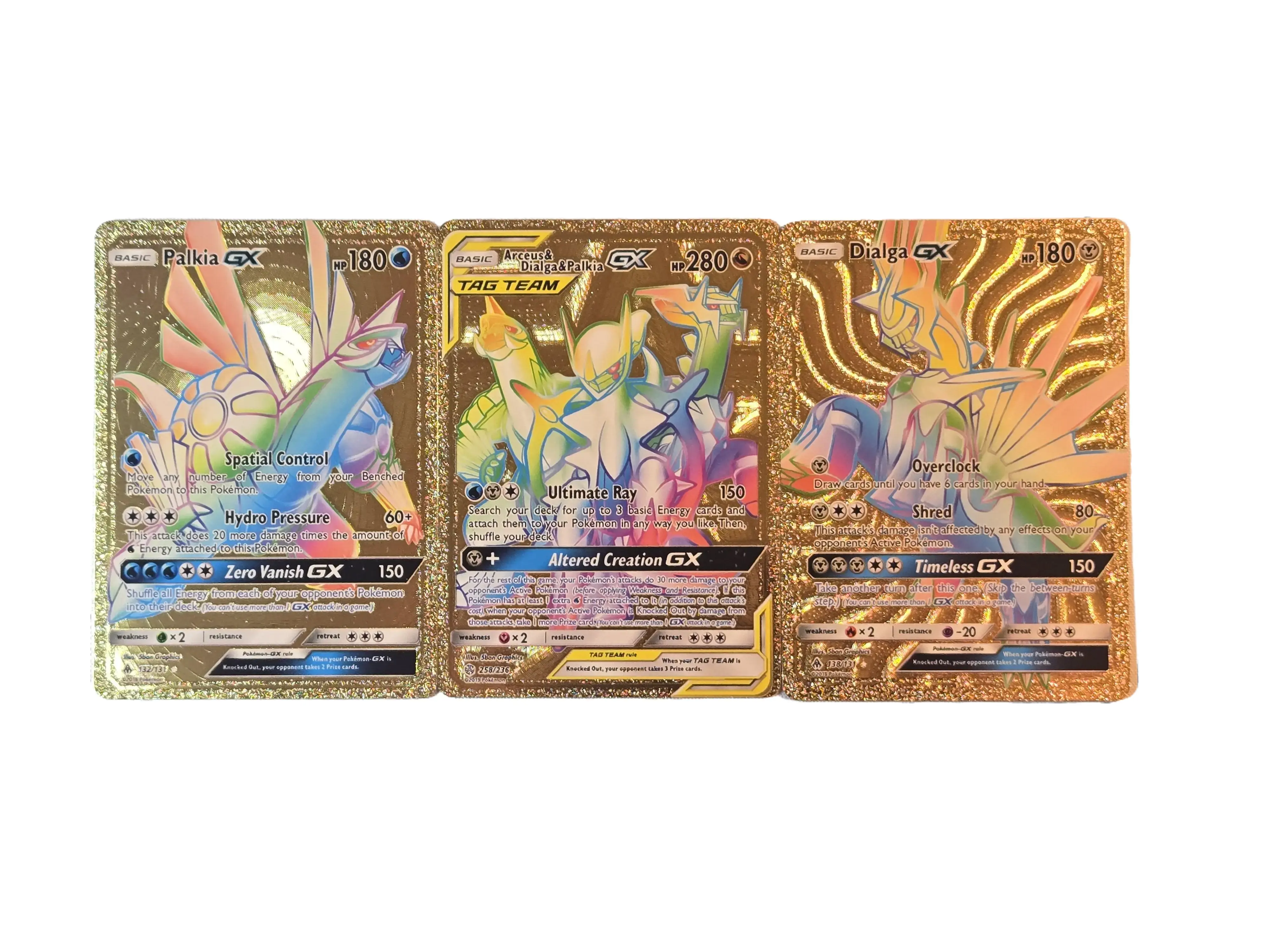 Arceus, Palkia & Dialga Custom-Made Gold Foil Fan Art Non-Sports Trading Cards for Collectors & Fans