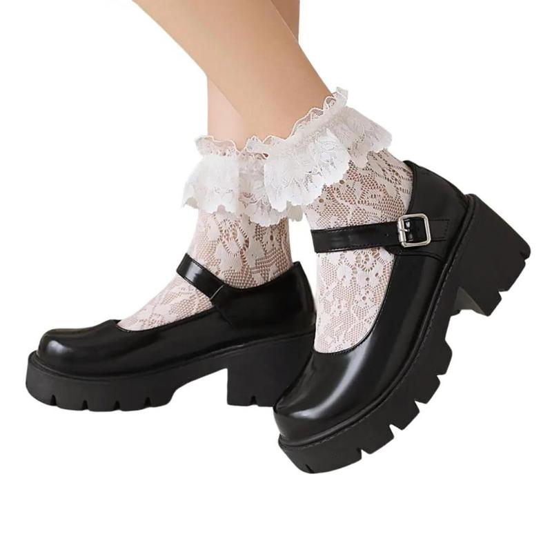 Mary Janes Shoes PlatformDress Low Heel Chunky Pumps Round Toe AnkleStrap Pumps Shoes '90s retro Oxfords