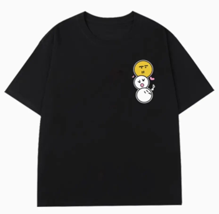 25 26 Men's Loose-Fit Short-Sleeve with Smiley Face Print Summer T-shirt