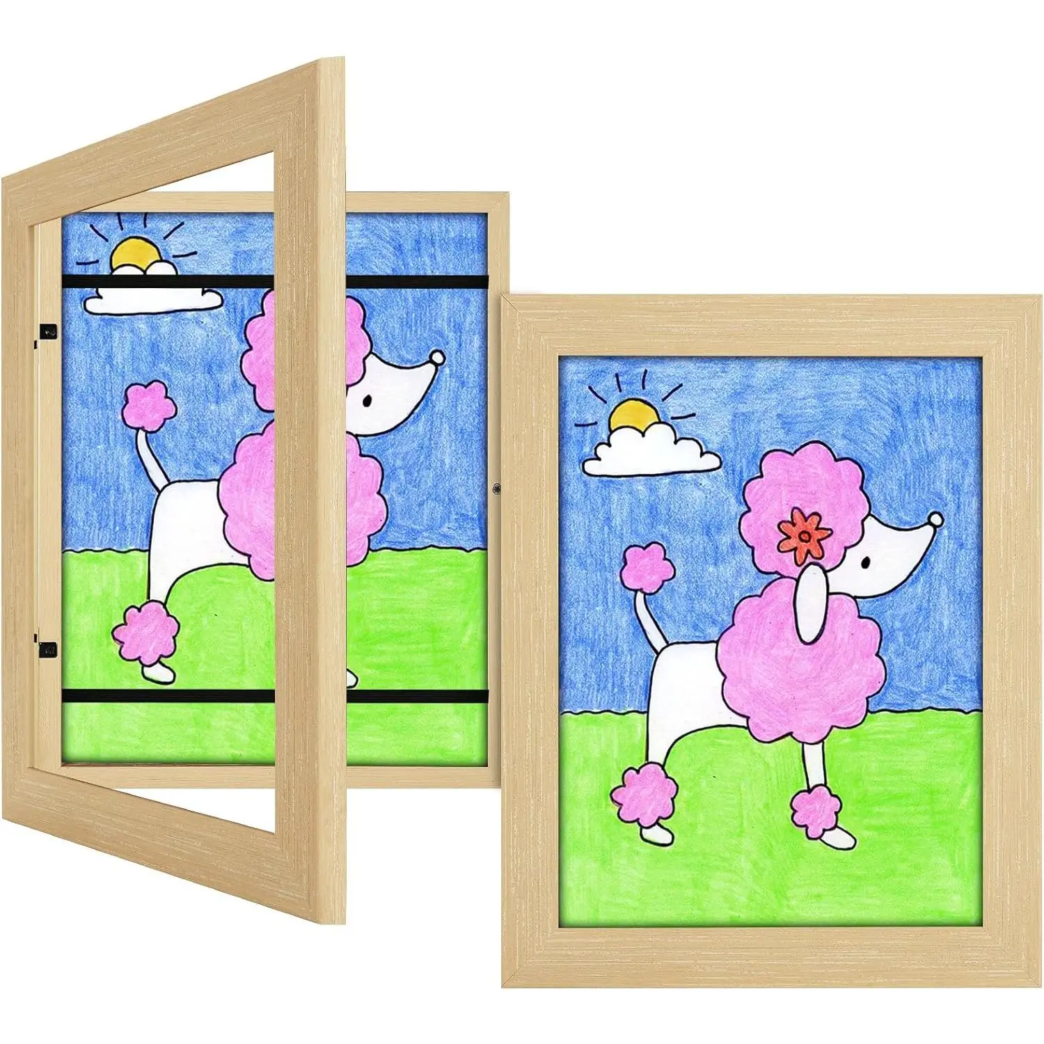2 Pack 8.5x11  Art Frames ,  Artwork Frames Changeable  Artwork Picture Display Front Opening, Rustic  Storage Frame Hold 50 count Craft, Drawing, Art Project, Schoolwork
