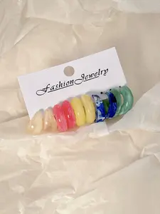 10pcs-30pcs Colorful Resin Earrings Set, Dopamine Color Scheme, Vacation Travel Style, Cute Plain Design, All Seasons Jewelry, Trendy Jewelry, Earrings Stack