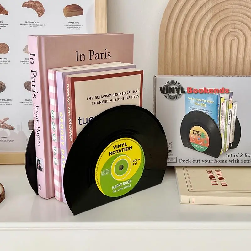 Vintage Vinyl Record Storage Rack, Magazine Stand Book Holder, Desktop Organizer, Creative Display Shelf for Students