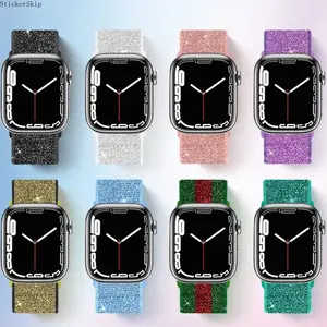 2026 Trendy Glitter Braided Apple Watch Band – Shiny Adjustable Nylon Strap Compatible with 38–49mm Series & Ultra, Stretch Comfortable Lightweight Wristband for Women, Daily Wear, Fitness & Gift