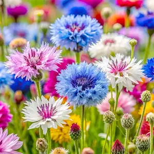 Heirloom Seed Kits Mix Cornflower Seeds for Planting, Non-GMO Bachelor's Button (Centaurea Cyanus) Seeds, Vibrant Dwarf Blue Seeds for Outdoor Gardens, Borders & Containers