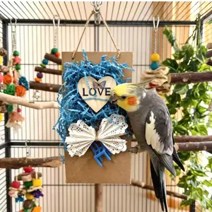 Ocean Wind Parrot Toy, Romantic Heart Design, Perfect Phragmites Chew Toy, Stimulates Chewing, Prevents Overgrown Beaks, Suitable for Medium-Sized Parrots