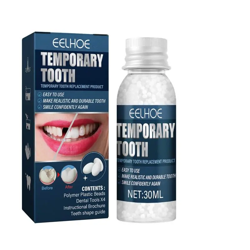 EELHOE Moldable Teeth Gel (30ml Boxed) Temporary Repair Gel for False Teeth, Newly Upgraded Formula for Filling Cavities and Gaps, DIY False Teeth Kit, Makeup & Dance Party Resin Material Tooth Filling Solid Gel mouldable denture