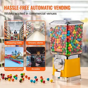 Father's Day Gift VEVOR 17"H Gumball Machine Vending Coin Bank Vintage Candy Dispenser PC Yellow