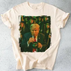 BNBFunny Halloween Trump T-Shirt Spooky Season Tee Donald Trump Witch Costume Political Humor Graphic Tee Scary Halloween Party Top Trick or Treat Spooky Season TShirt Comfortable Stylish Vintage Witch Design Women Empowerment Gift