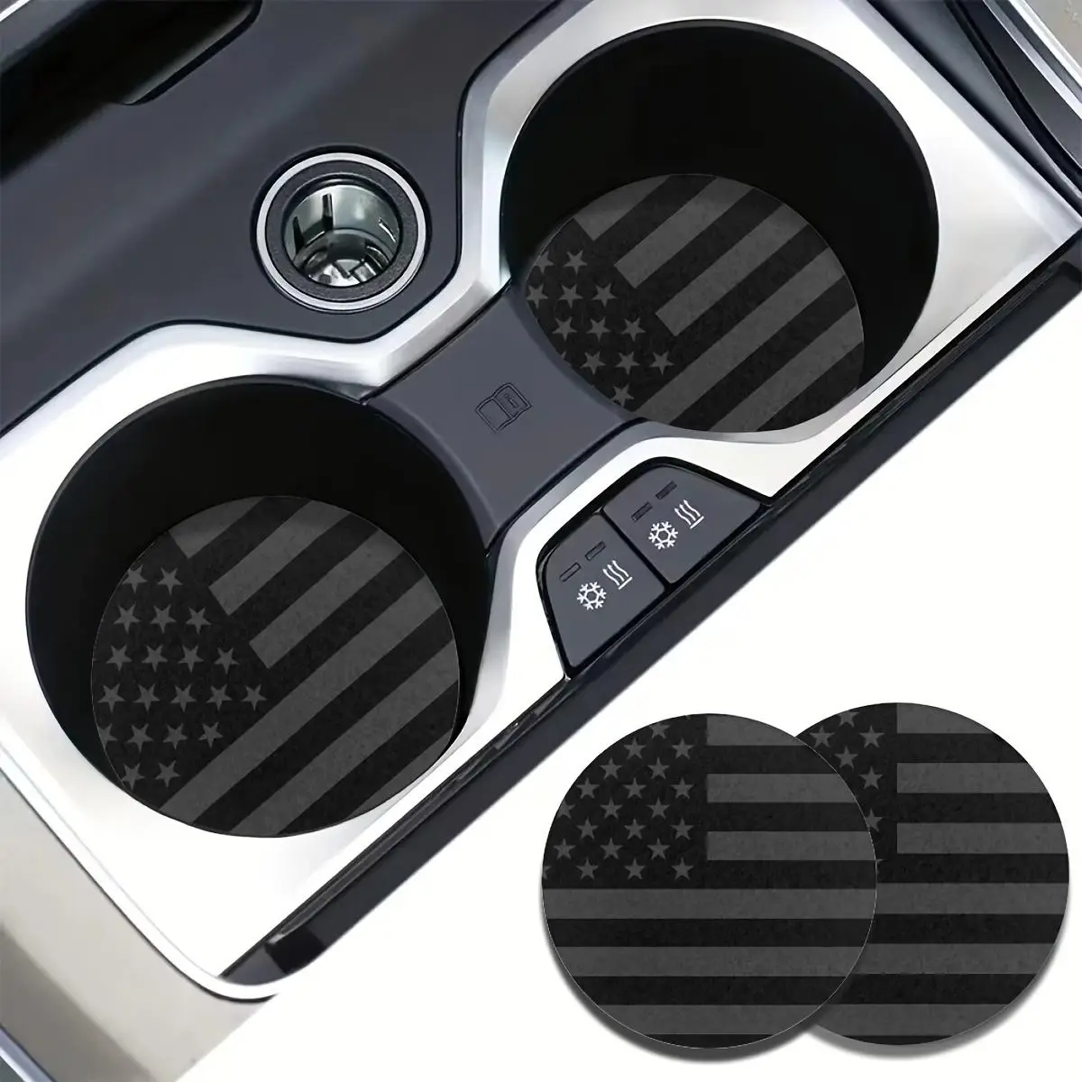 Patriotic American Flag Pattern Car Cup Holder Coaster, Durable Absorbent Car Coaster, Easy To Clean Car Cup Holder Mat, Car Accessories for Men & Wom