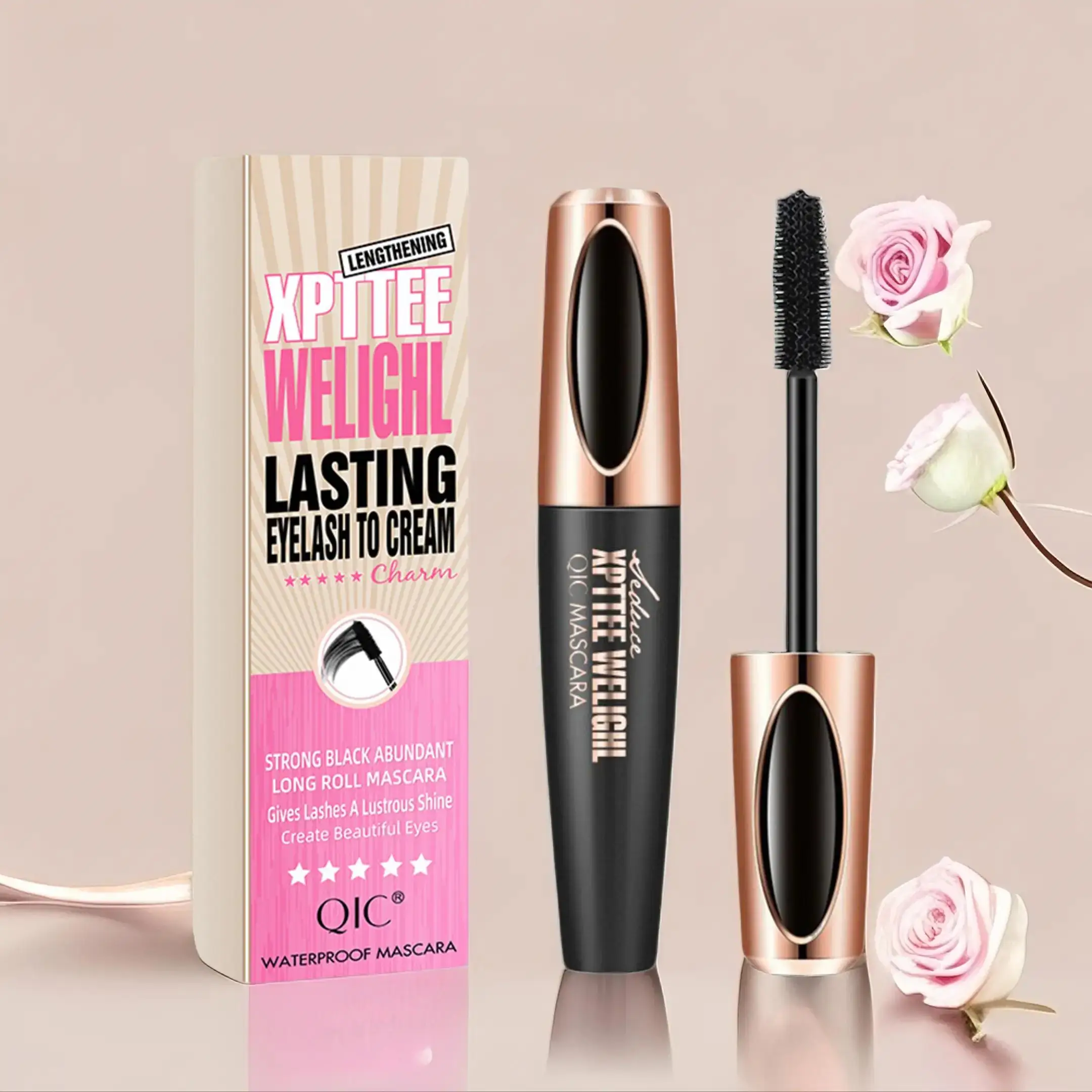 1 Piece Waterproof 4D Eyelash Lengthening Mascara, Long Lasting Quick Drying Sweat Proof Eyelash Extensions Volume Building Mascara, Professional Eye