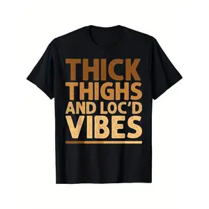 Summer t Shirts Thick Thighs and Loc'd Vibes Graphic T-Shirt for Women - Casual Oversized Fit