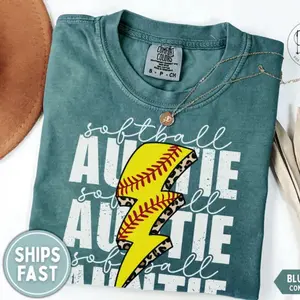 Softball Auntie Shirt Comfort Colors Softball Aunt Lightning Bolt Shirt Softball Auntie Gift Sports Auntie Softball Game Day Tee for Auntie