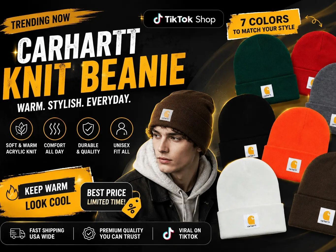 Carhartt Acrylic Watch Hat Winter Beanie – Classic Rib Knit Cuffed Cap for Men Women, Soft Warm Stretch Acrylic, Everyday Outdoor Hat for Work, Travel, Camping, Running, Snow, Streetwear Fashion, Gift Idea