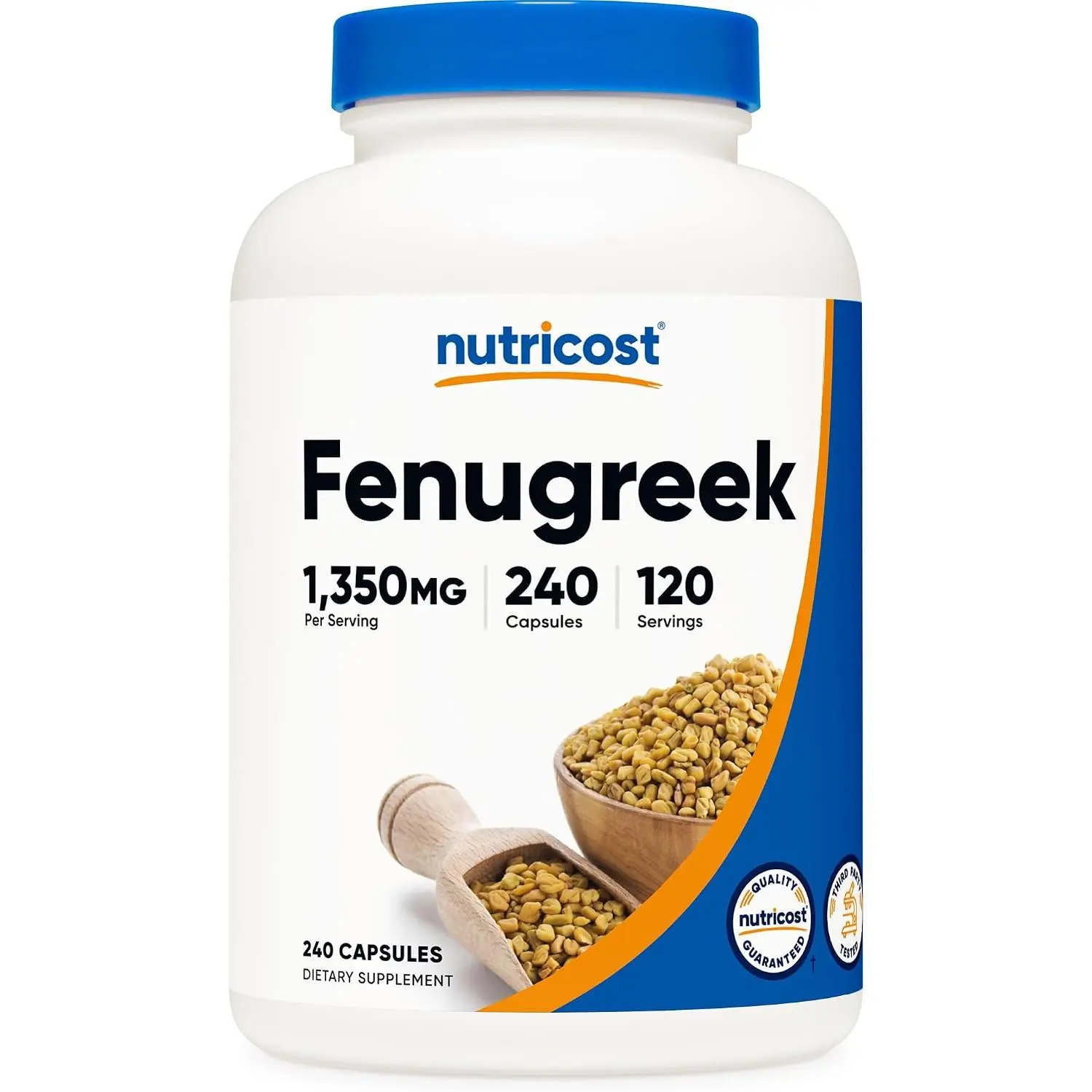 Nutricost Fenugreek Seed 1350mg, 240 Capsules, Gluten Free, GMO-Free | 675mg Per Capsule
