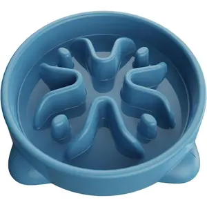 Small Breed Dog Bowls Anti-Choking Bloat Stop Puzzle Healthy Eating Dog Food Bowl Blue 1 Cup