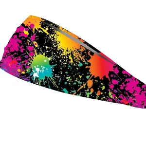 RAVEbandz The Pro - Wide Stretch Headband (Black Paint Splatter)