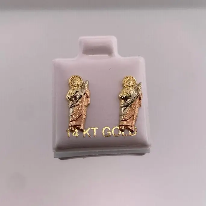 14k Gold San Judas Trigold Earrings