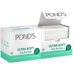 POND’S Ultra Soft Daily Face Towels, Single-Use 2-Pack (50 Per Box)