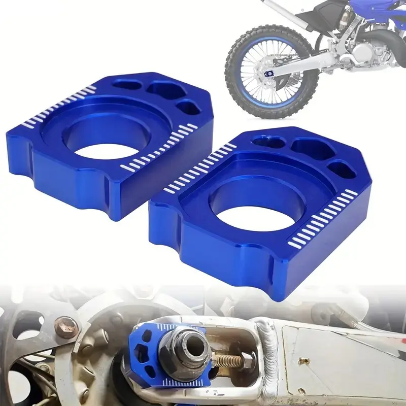Dirt Bike Rear Axle Block High Quality CNC Machined Hard Anodized Chain Tensioner Adjuster Easy to Install for YAMAHA YZ125 YZ250 2009-2024 YZ250FX 2015-2023 YZ250X YZ450FX 2016-2023 YZ125X 2020-2023