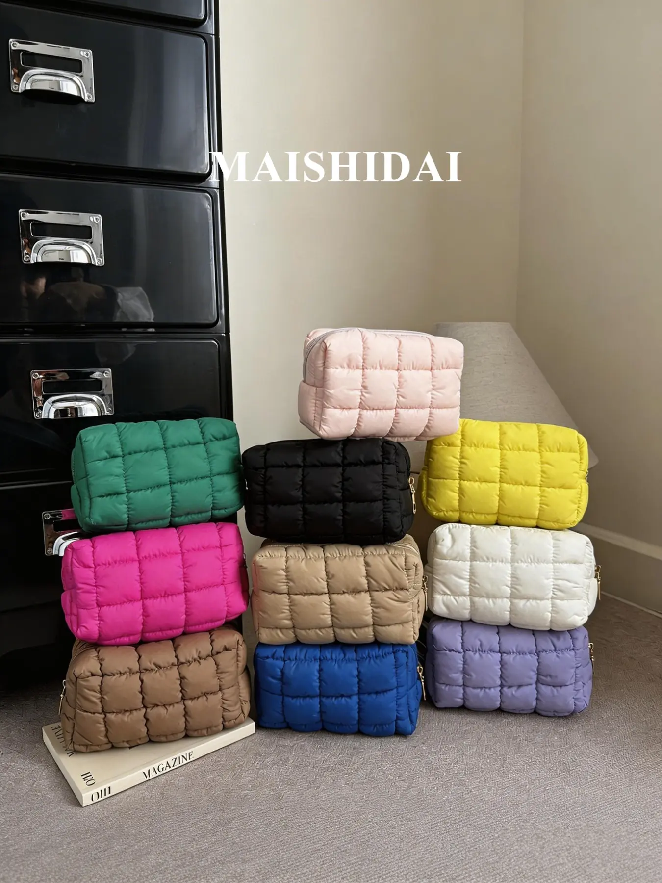 Fashionable Multi-Purpose Quilted Plaid & Solid Color Clutch, Cosmetic Bag, Casual Pouch, Pleated Small Bag, Travel Insert, Travel Essentials, Home Storage Pouch, Pencil Case Makeup Bag Make Up Organizer Toiletry Travel Bag, Travel Cosmetic Bags
