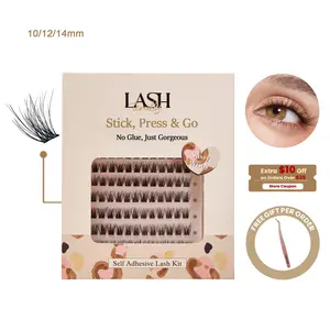 Lashterally Self-adhesive Cluster Lashes Kit, Pre-glued 5D Fluffy False Eyelash Extensions, 90 Clusters, 10-14mm Mixed Lengths for Sassy Wispy Look, Summer Beauty Makeup Essentials