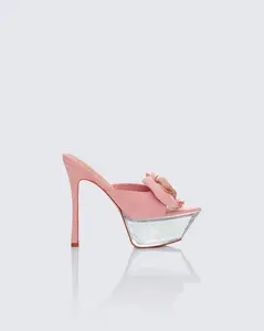 Disha Pink Corsage Pointed Platform Mules