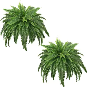 45"  Ferns, Realistic Large Artificial Bush , 2 Artificial  Ferns with 59 Fronds for Outdoors Planter Indoor  Garden Porch Decor