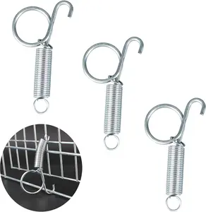 4 count 75mm Metal Finger Spring Latch Hook, One-Handed Cage Door Spring Hooks, Large Cages Lock for Fixing Pet Cage Door,Bunnies, Rodents, Hamsters, Squirrels, Birds Cages Hook