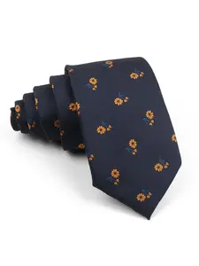 Men's 7cm Striped Polyester Tie, Deep Blue Color, Suitable for Business and Formal Occasions, Durable Design