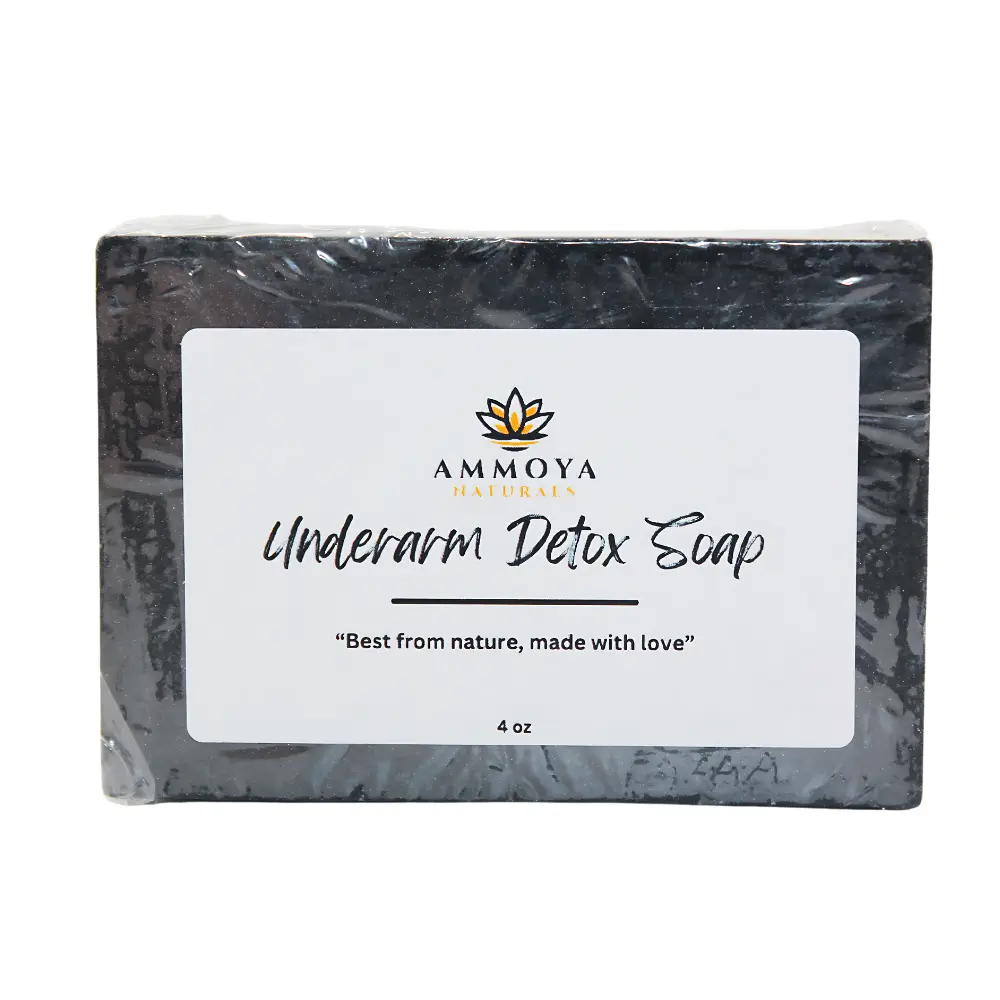 Ammoya Naturals Underarm Detox Soap – Activated Charcoal & Turmeric for Odor Control & Dark Spot Care – Handmade Natural Soap Bar with Tea Tree, ACV, Goat’s Milk – 4 oz Cleansing Cleanser Skin Repair Gentle Daily