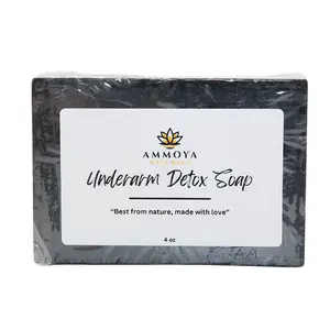 Ammoya Naturals Underarm Detox Soap – Activated Charcoal & Turmeric for Odor Control & Dark Spot Care – Handmade Natural Soap Bar with Tea Tree, ACV, Goat’s Milk – 4 oz Cleansing Cleanser Skin Repair Gentle Daily