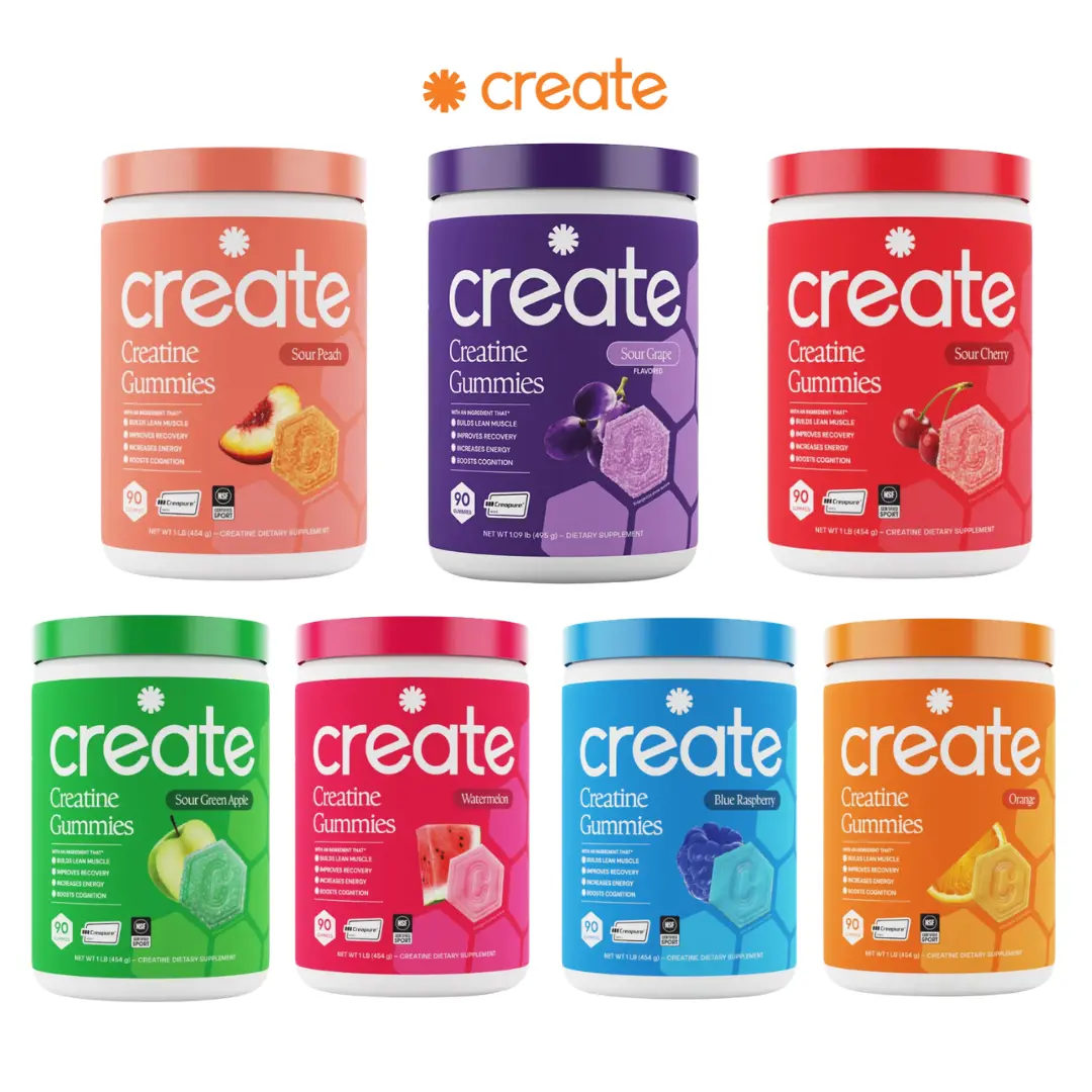 Creatine Gummies 90 Tub - 1.5g Creatine Monohydrate per Gummy for Fitness, Performance & Recovery Support