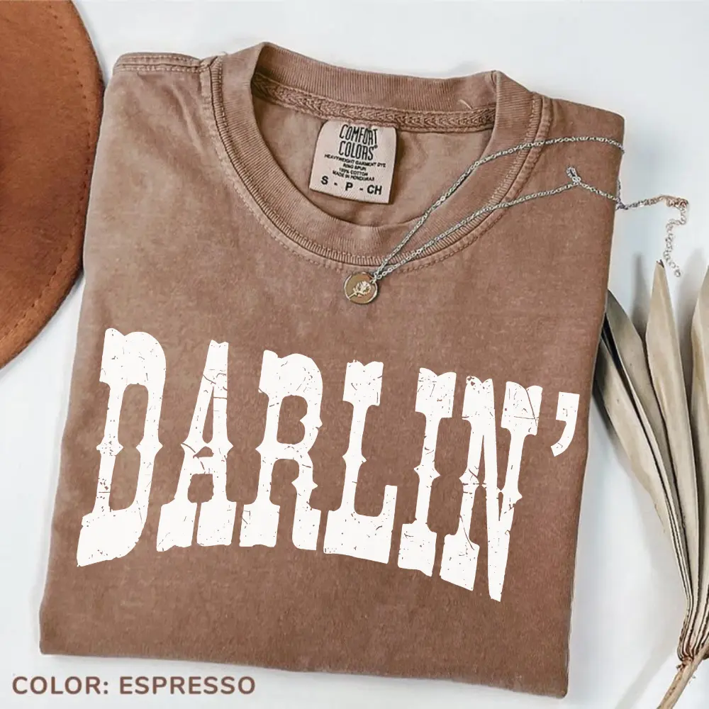 Comfort Colors Darlin' TShirt, Western Shirt, Southern Shirt, Country Girl Gift, Concert Tee, Texas Women Shirt, Cozy Comfy Tee