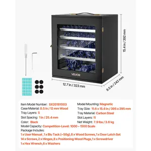 VEVOR Miniatures Storage Case, Warhammer Carrying Case Fits for 1000-1500 Scale Models, DND Gifts Wooden Miniatures Display Holder with 5 Tray 11 Slots, Case for Collectible (Minis Not Included)