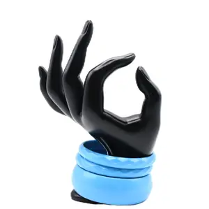 Blue Enamel Bangles Bracelets - Black Design with Blue Enamel Finish Bangle Jewelry Accessory