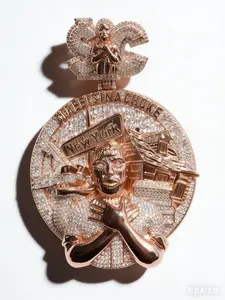 M2-2031 New York Street Badge Pendant King of the Street Style Oversize Iced Out Hip Hop Rapper High Bridge Custom Bling Medallion Pendant customizable with engraved letters, logos or patterns Complimentary shipping Hip Hop Fashion Hip Hop Jewelry