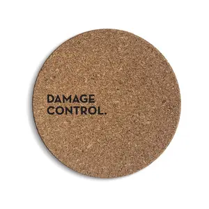 Damage Control Cork Coaster Six-Pack - Thick Plastic Coaster with Printed Text for Tableware Use
