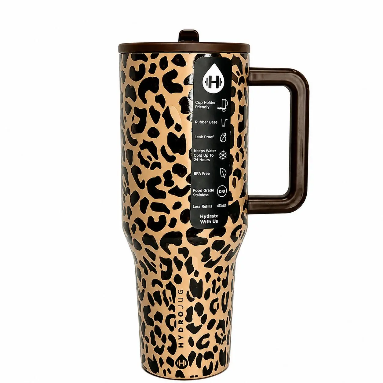HydroJug "Traveler" Series 40oz (1183ml) Stainless Steel Insulated Portable Water Bottle Flask - Reusable Beverage Vacuum Flask for Adults, 7-12hr Temp Retention, Handle, Flip-Straw Lid, Car Cup Holder Compatible, Leak-Proof, Non-Slip Base
