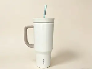 Owala Shy Marshmallow 40oz Stainless Steel Tumbler, Insulated Cold-Retention Drinkware with Jumbo Straw, Portable Car Cup Sports Flask