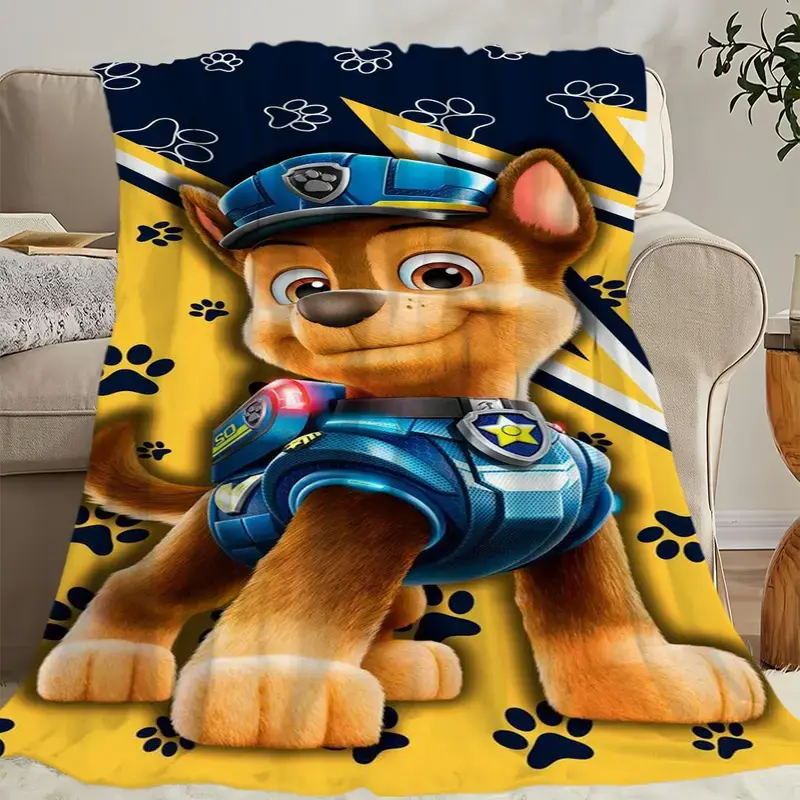 PAW Patrol Cute Cartoon Paw Print Flannel Throw Blanket Soft Cozy Warm Lightweight Plush Fleece Blanket Unique Holiday Gift for Kids Family Perfect for Sofa Bed Bedroom Travel Father’s Day Children’s Day Thanksgiving Present