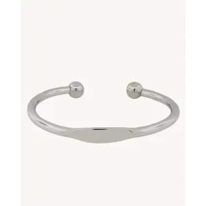 AVELI Unisex Men's and Women's Open End Stainless Steel West Indian Inspired Ball Cuff Bangle (with ID Plate)
