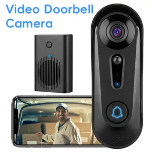 Video doorbell camera wireless indoor chime bell, 2.4G WiFi, infrared night vision, PIR, two-way audio, weatherproof